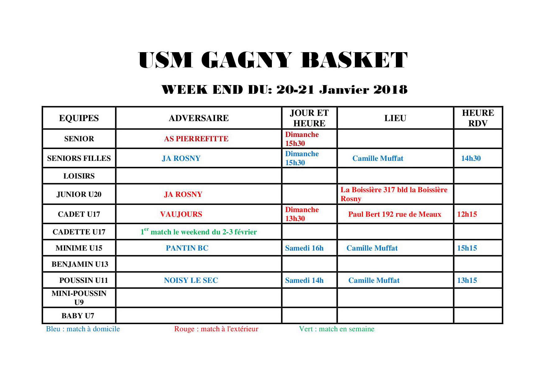 Usmg gagny planning week end 20 21 janvier 2018