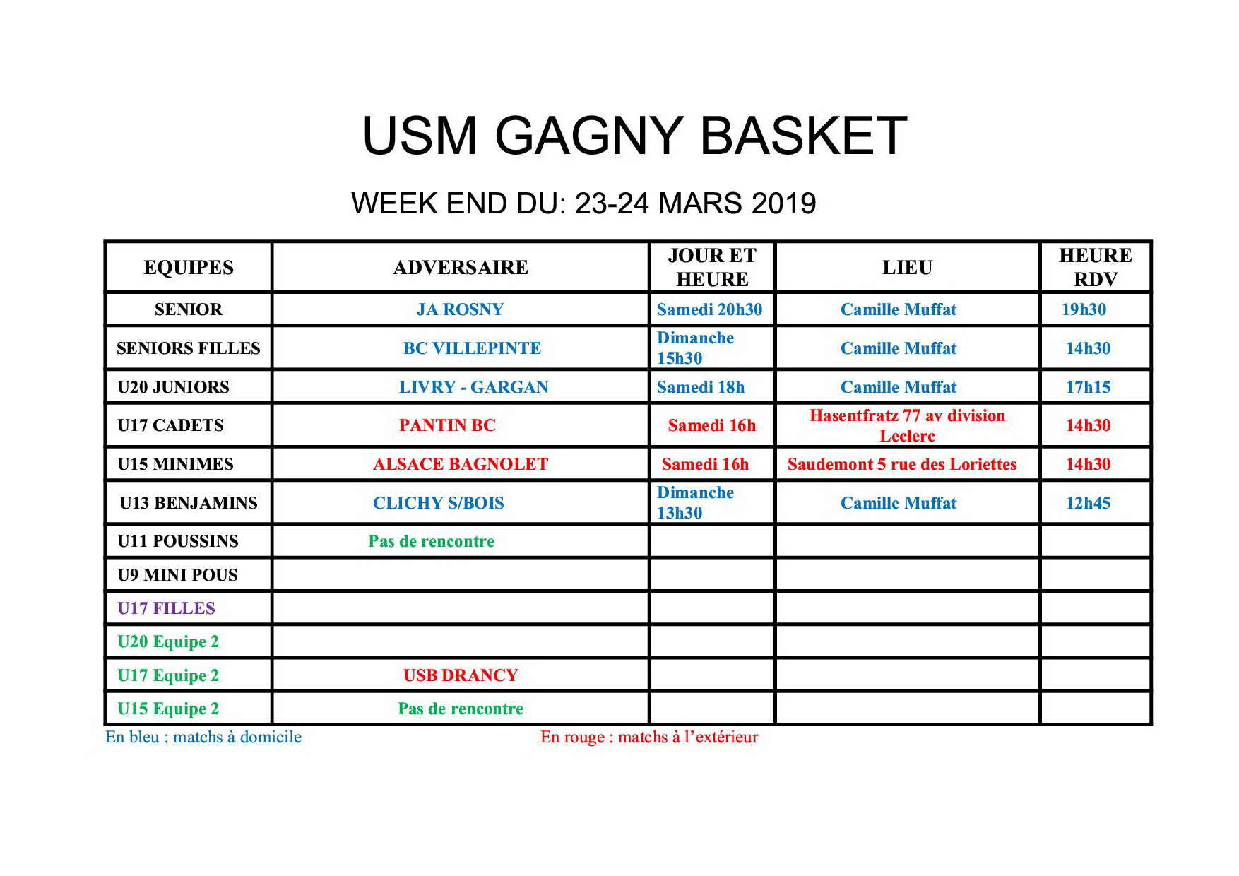 Usmg gagny planning week end 23 24 mars 2019